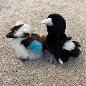 Harwil Melbourne Plush Magpie and Kookaburra Hand Puppets Bundle
